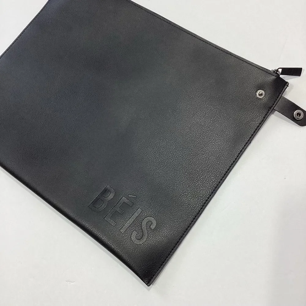 Beis Black Work Tote Laptop Sleeve Insert Bag Pouch With Snaps
